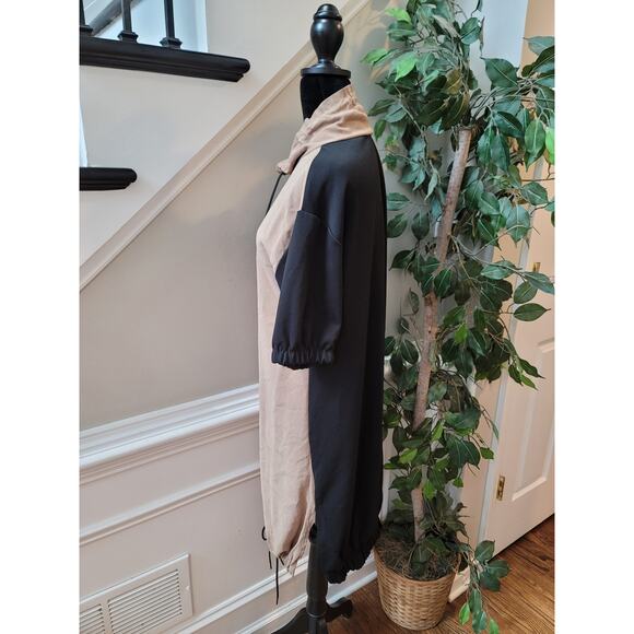 Zara Basic Hoodie Dress Womens Small Beige Black Short Sleeve Casual Streetwear - Picture 11 of 14